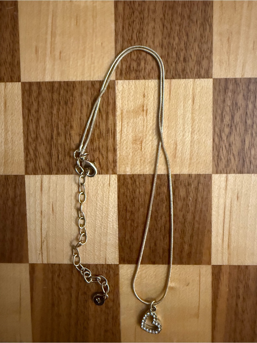Gold Heart Pendant Necklace with Clear Stones - Women Jewelry